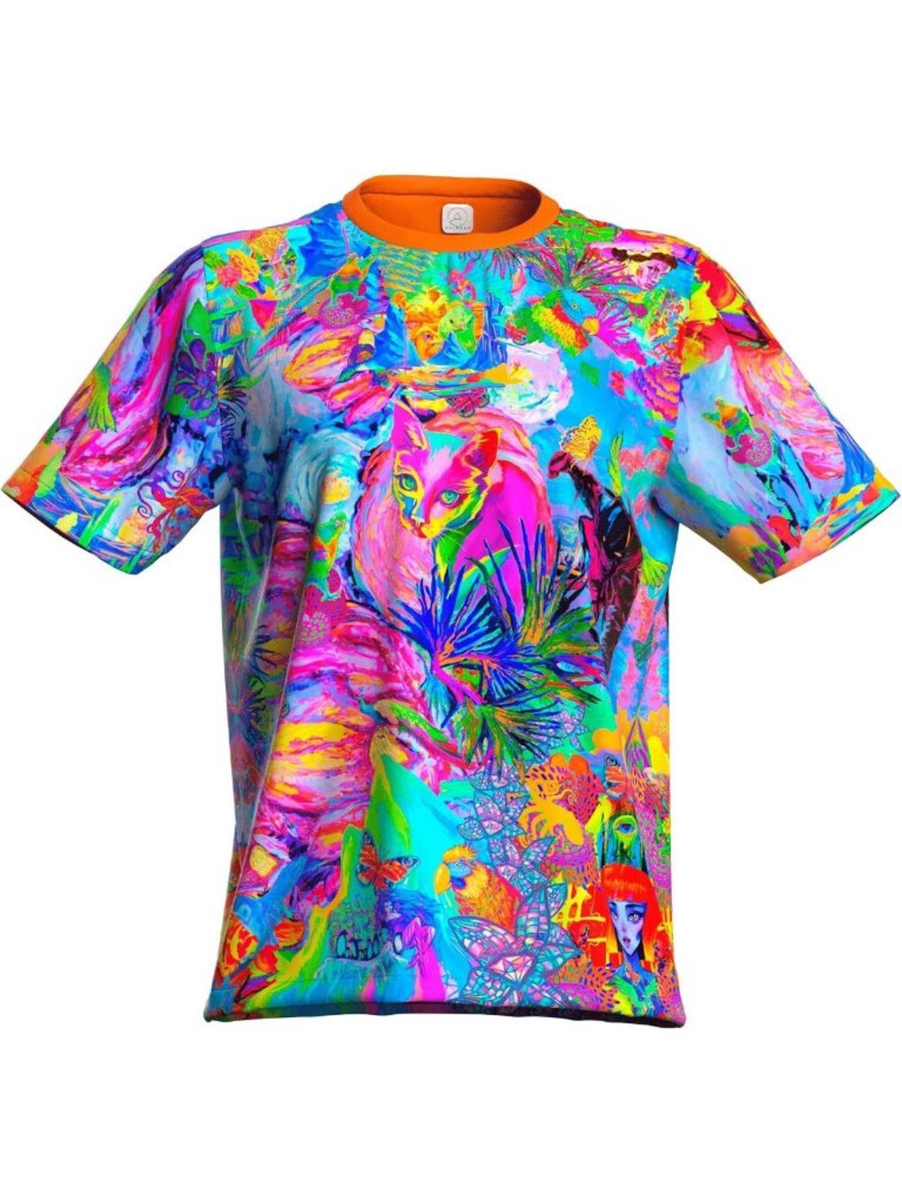 Neon UV Glow Blacklight Art Tee - Handmade Short Sleeve Workout Shirt for Men